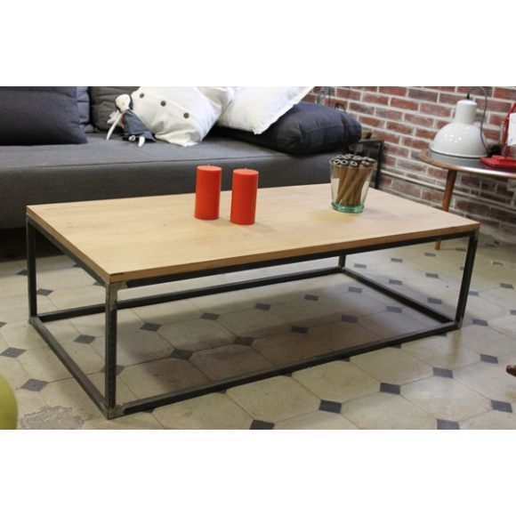 Table basse industrielle bois métal