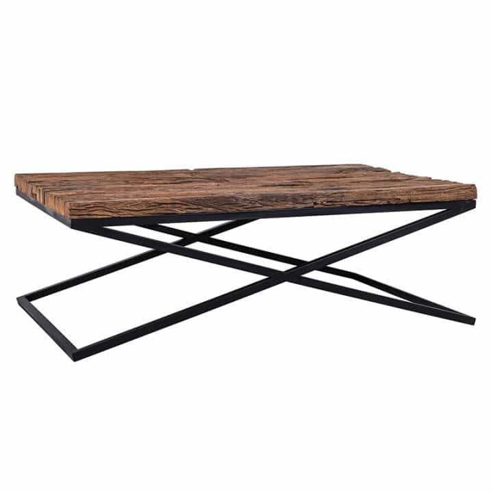 Table basse pied noir plateau bois