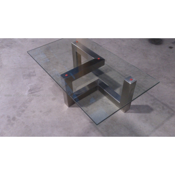 Table basse design inox brossé