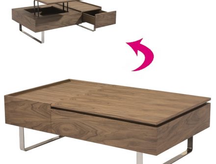 Table basse rectangulaire avec plateau relevable duna coloris noir