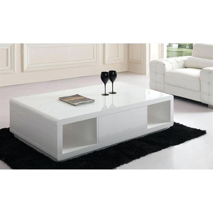 Table basse design à led blanc laqué apollon