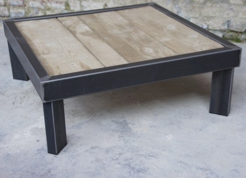 Table basse bois et acier pas cher