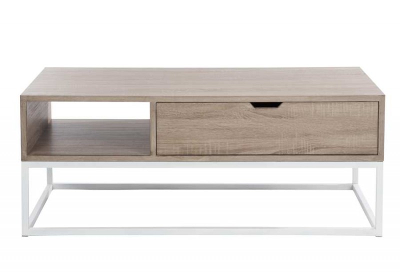 Table basse bois metal blanc