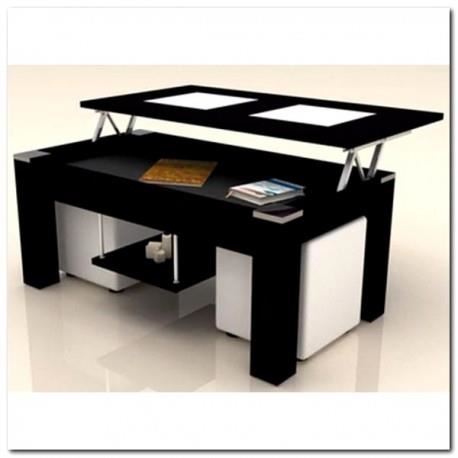 Table basse plateau relevable noir laqué