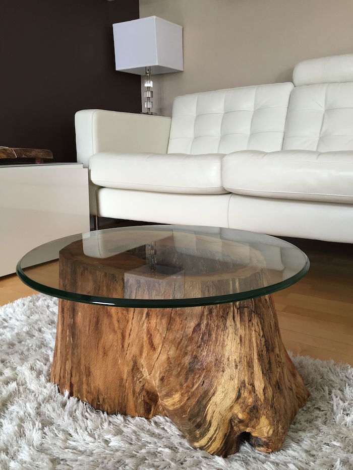 Table basse bois tronc