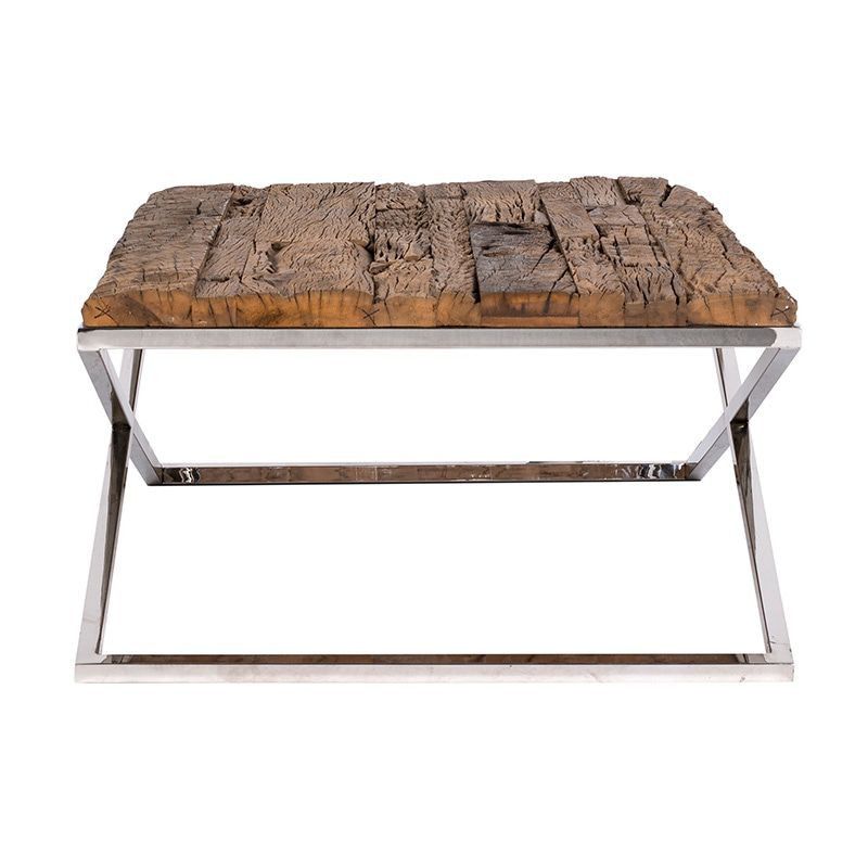 Table basse bois metal chrome