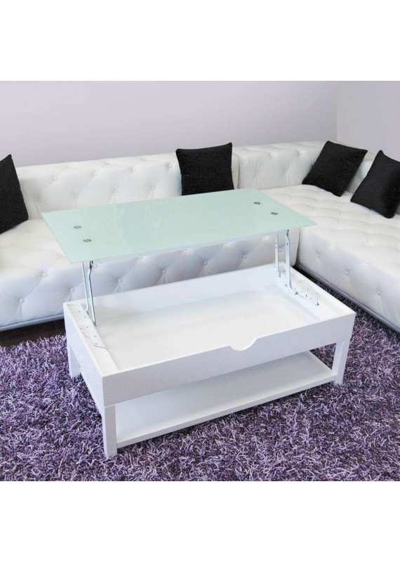 Table basse plateau relevable en verre