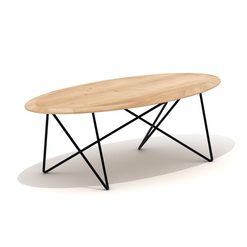 Table basse bois brut ovale