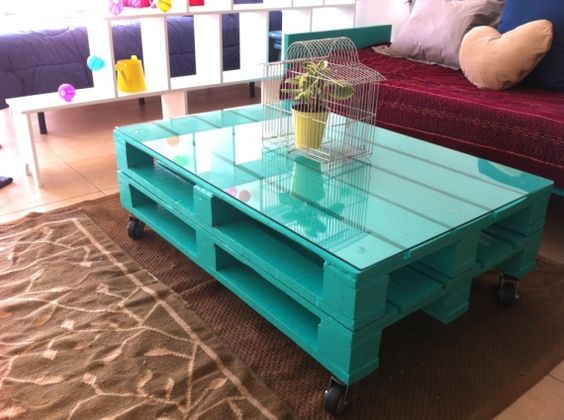 Palette table basse roulettes