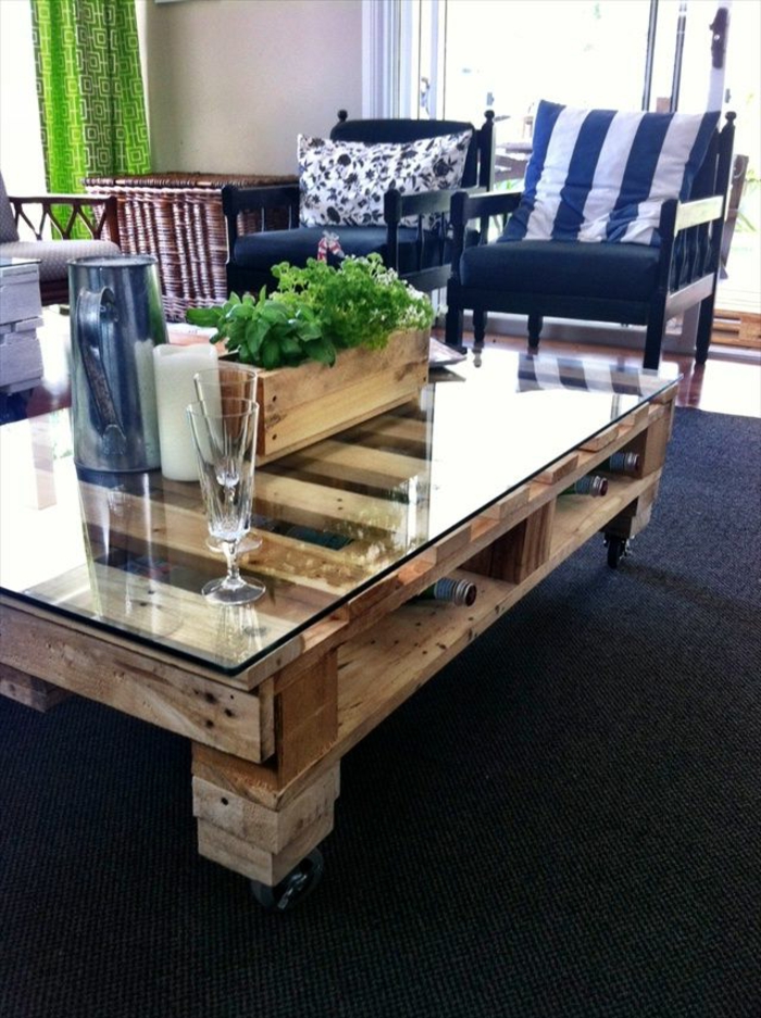 Meuble table basse palette