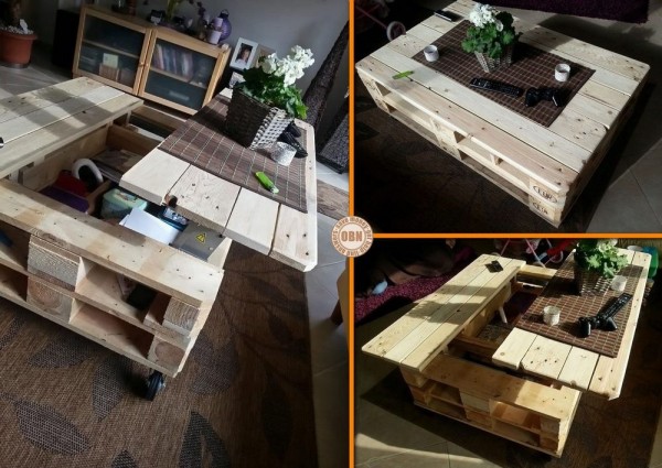 Une table basse avec une palette