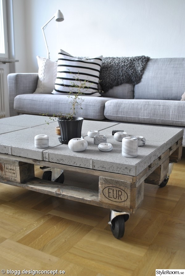 Table basse palette inox