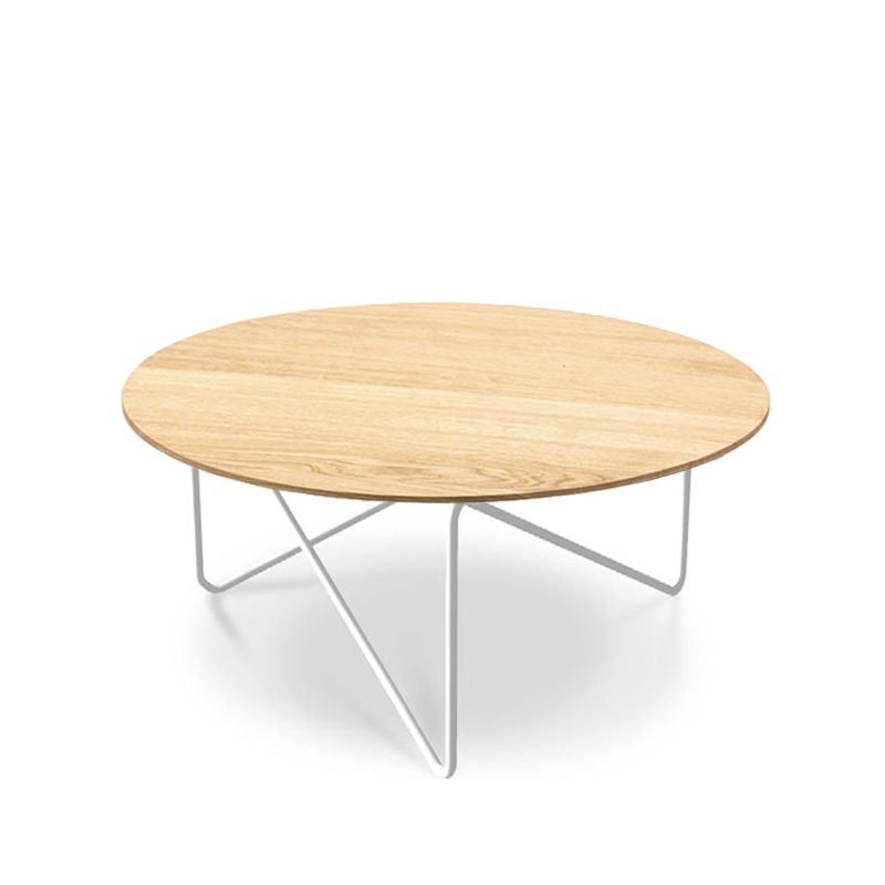 Table basse plateau blanc pieds bois