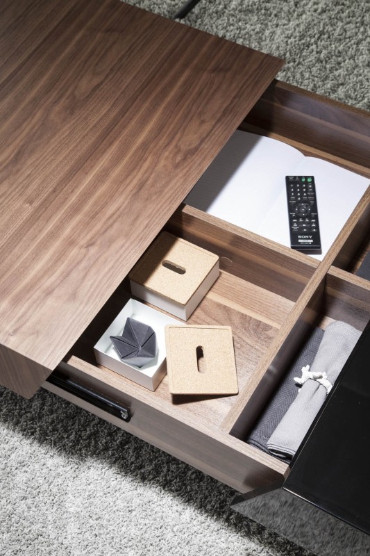 Table basse plateau coulissant bois
