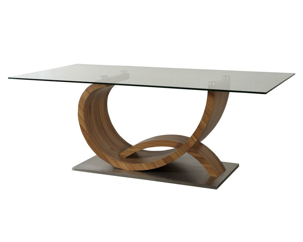 Table basse plateau verre pieds bois