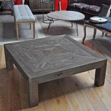 Table basse bois pierre bleue