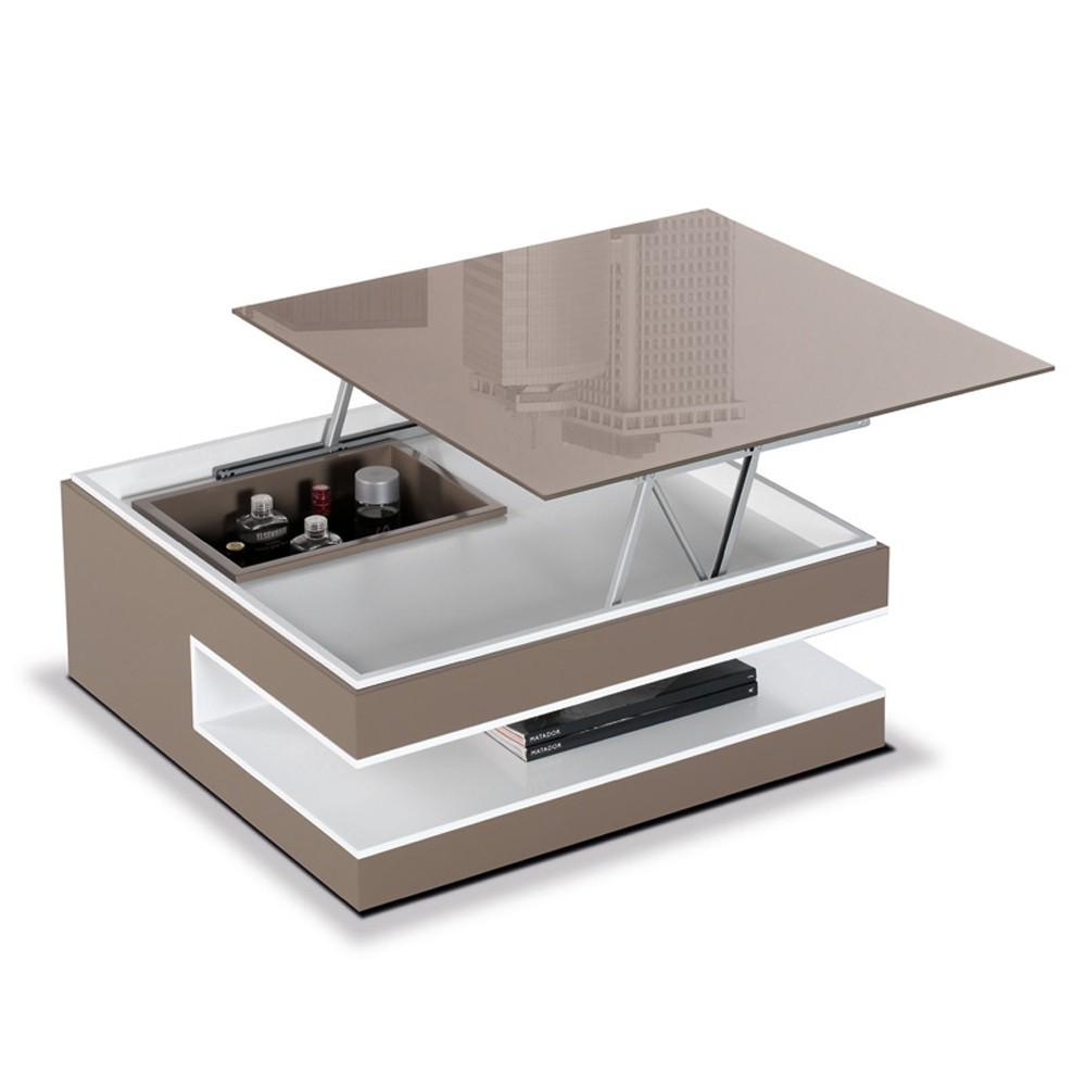 Table basse metal verre bois