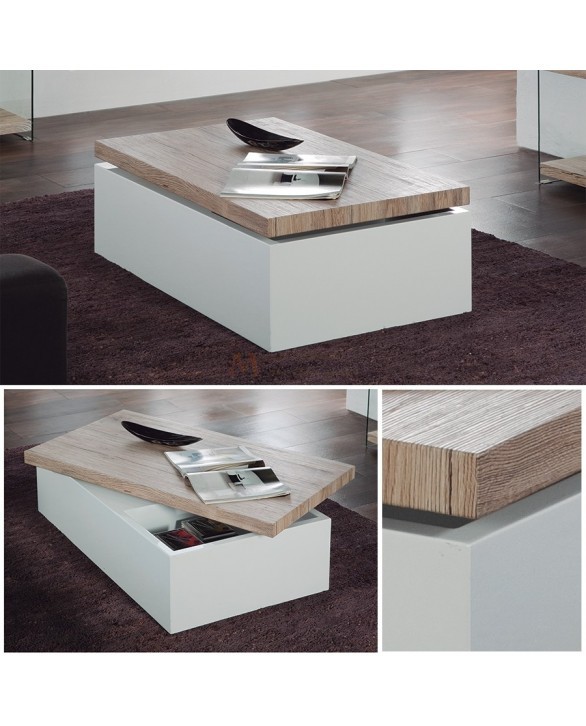 Table basse bois laque blanche