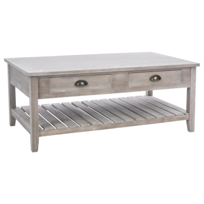 Table basse blanc bois tiroir