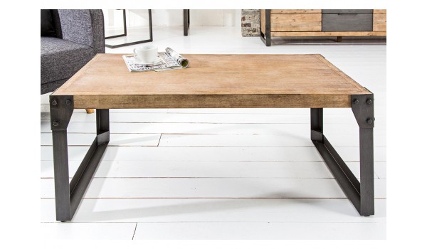 Table basse bois metal rectangulair