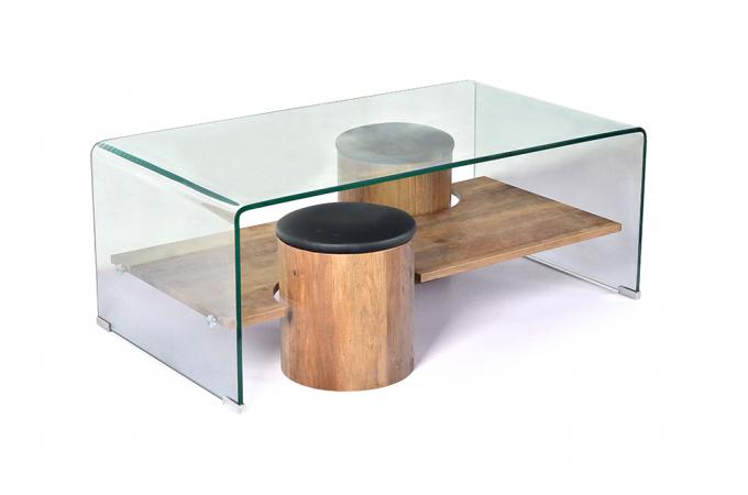Tabouret table basse bois
