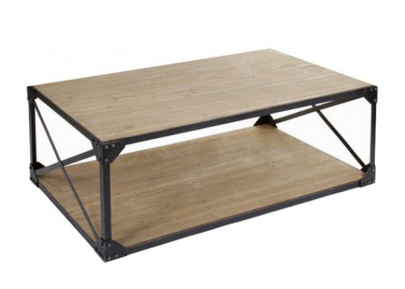 Table basse bois clair métal