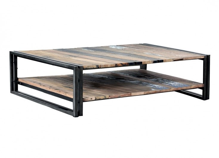 Table basse en fer forge bois