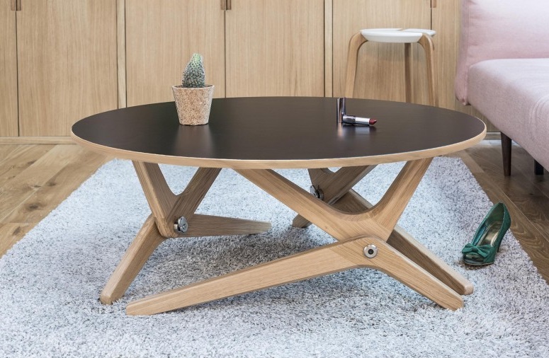 Table basse relevable boulon blanc