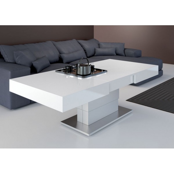 Table basse relevable sur roulette