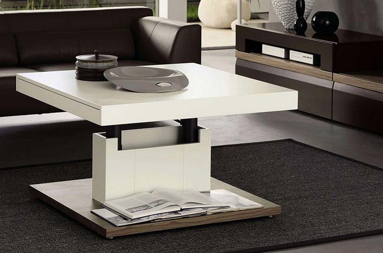 Table basse relevable a piston