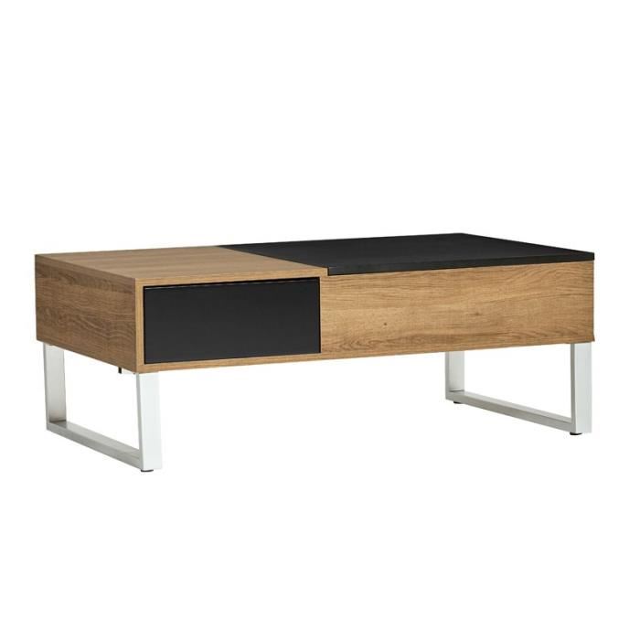 Table basse en pierre et bois