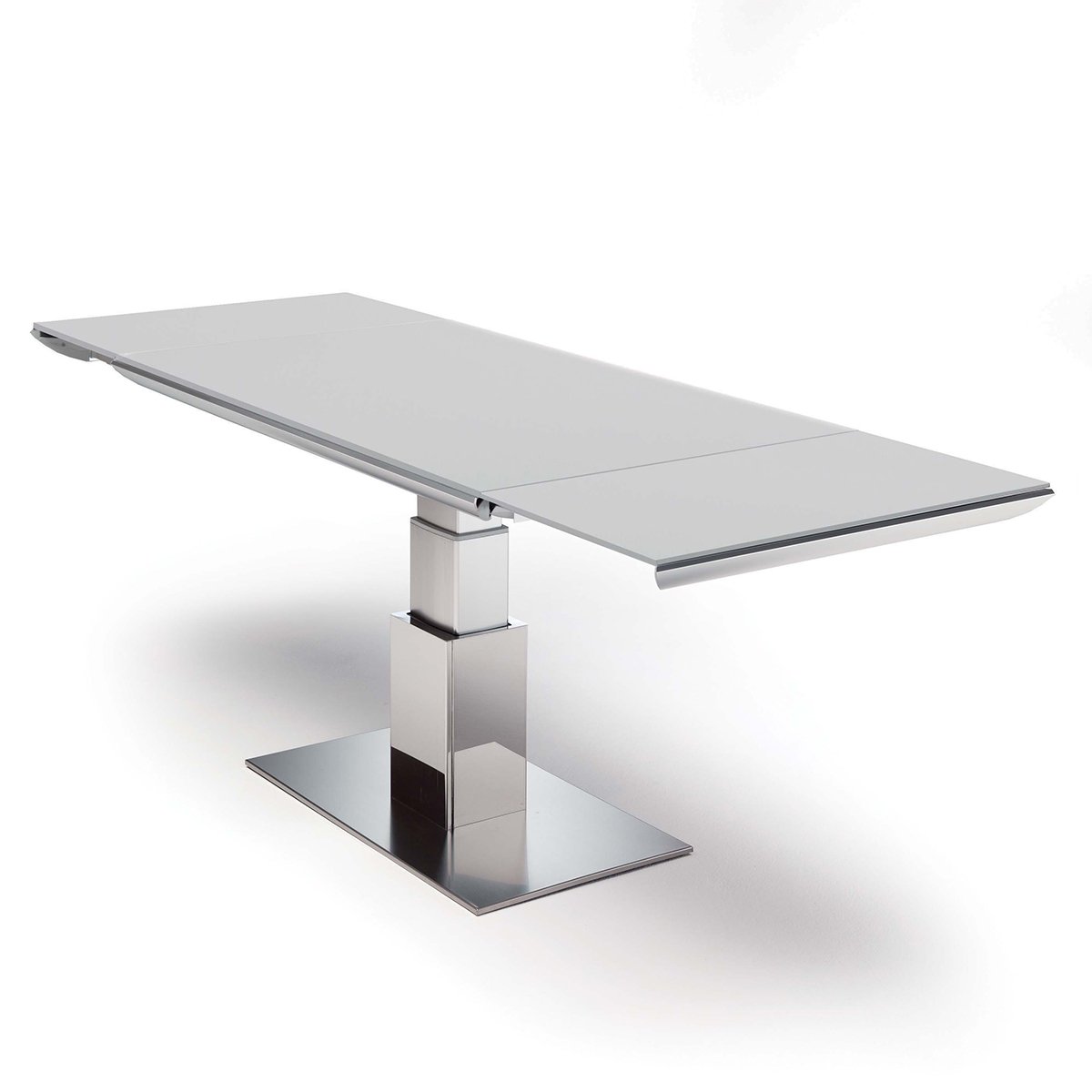 Table basse relevable blanche et bois