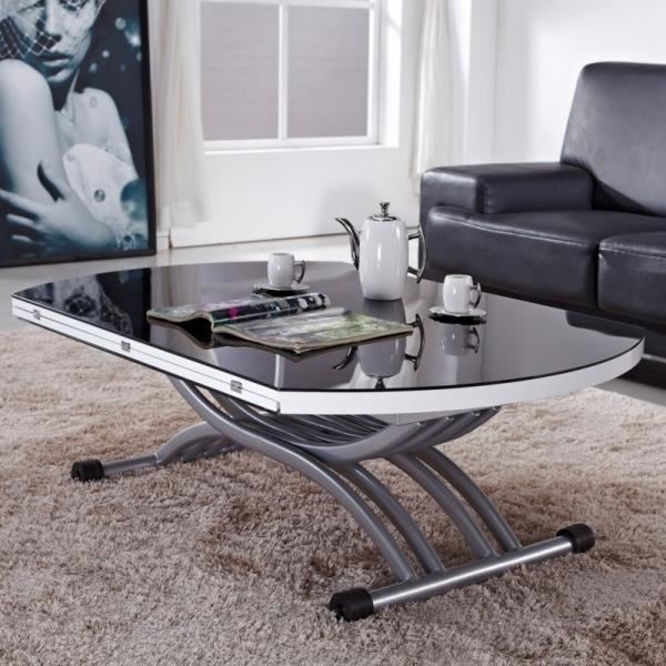 Duplex table basse relevable wengé/noir