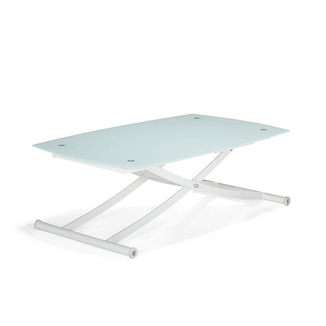 Table basse relevable reality verre