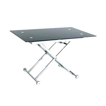 Table basse newform relevable extensible plateau en verre noir