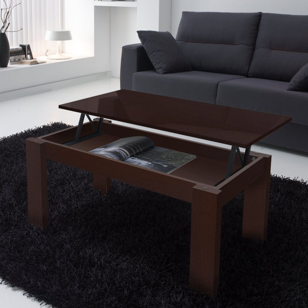 Table basse relevable wengé
