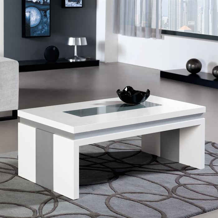 Table basse relevable laqué blanc