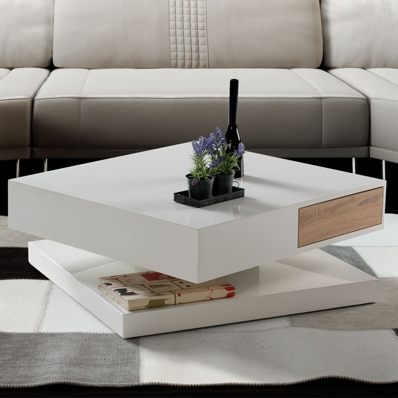 Table basse design laqué blanc