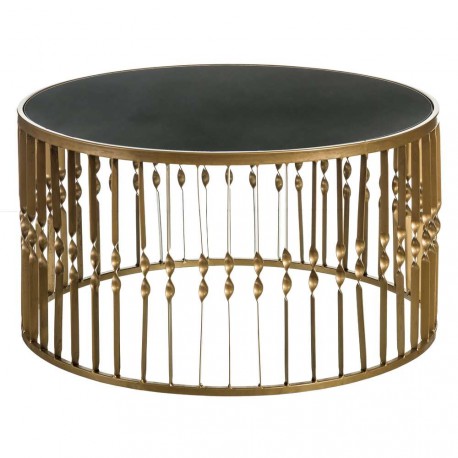 Table basse ronde dorée