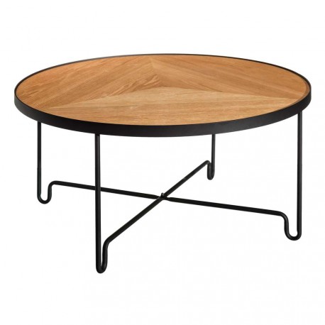 Table basse ronde noir et bois