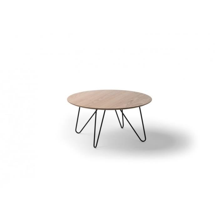 Table basse ronde bois noir