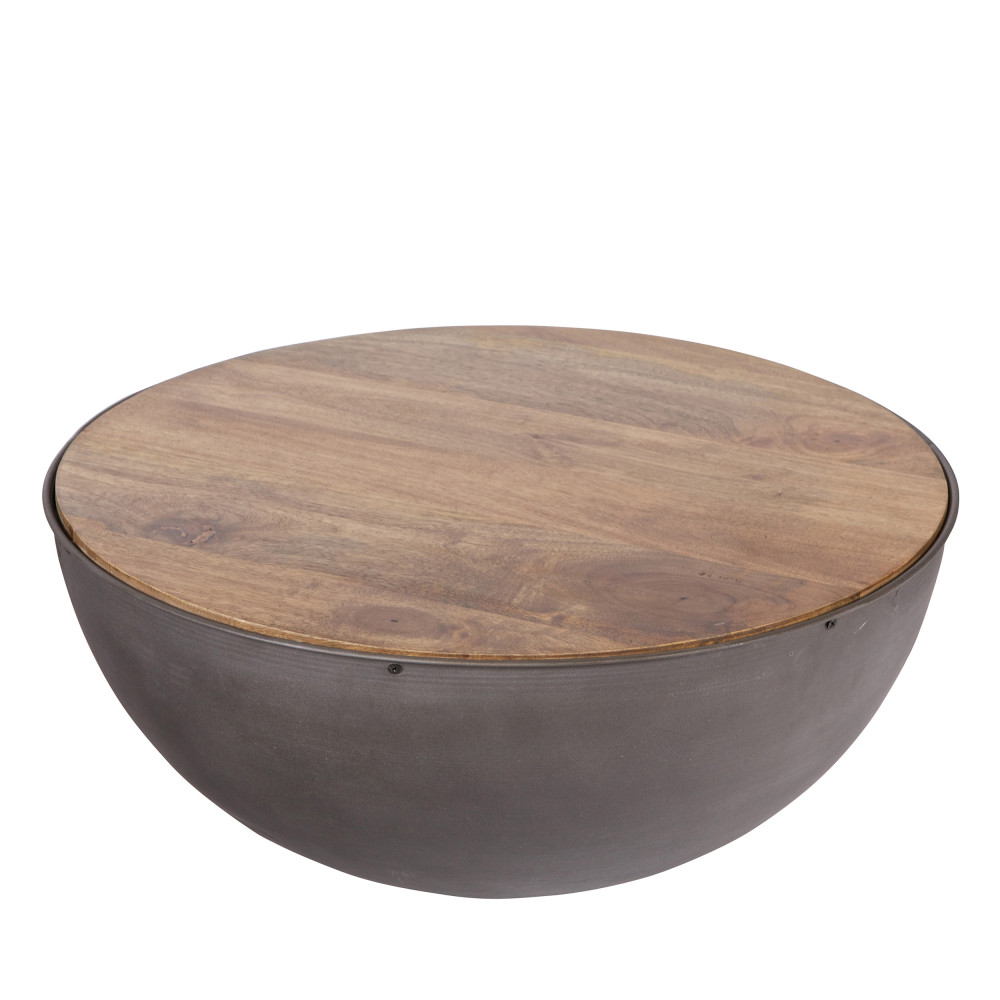 Table basse ronde bois vintage