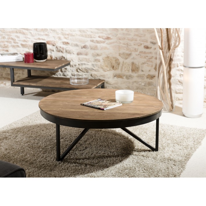Table basse ronde bois 4 pieds