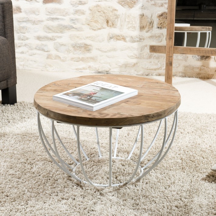 Table basse ronde bois blanc