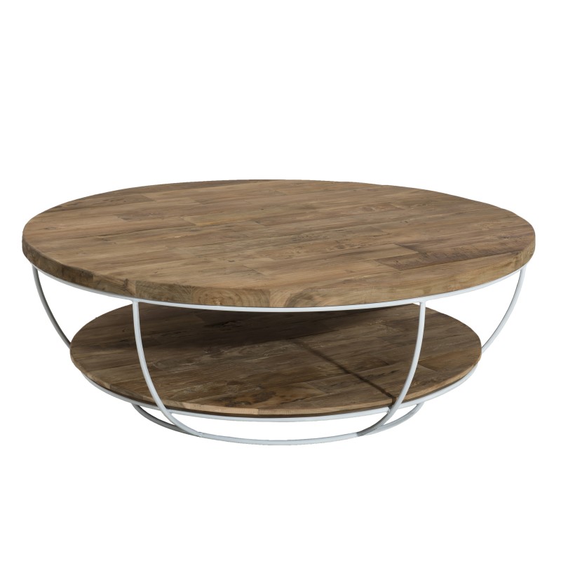 Table basse métal blanc et bois