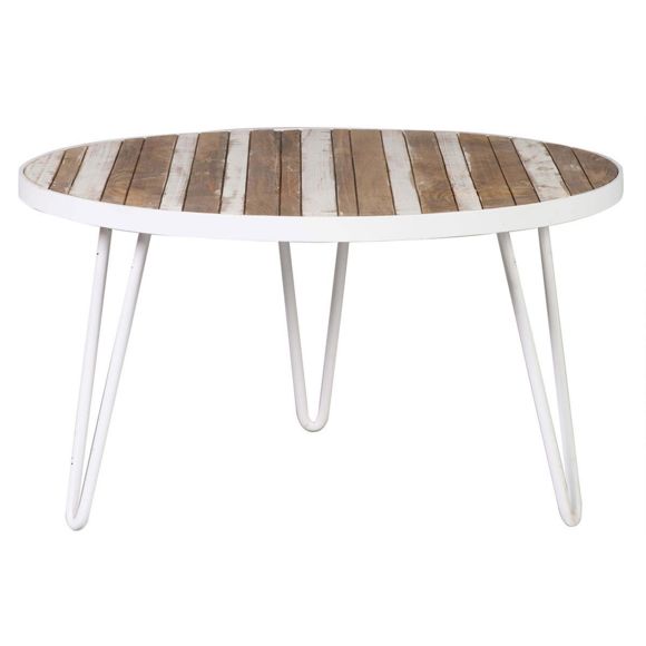 Table basse bois et metal blanc
