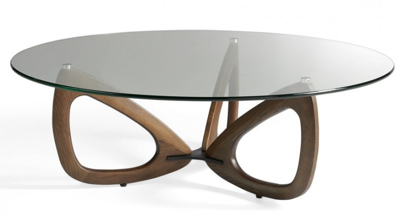 Table basse verre bois massif