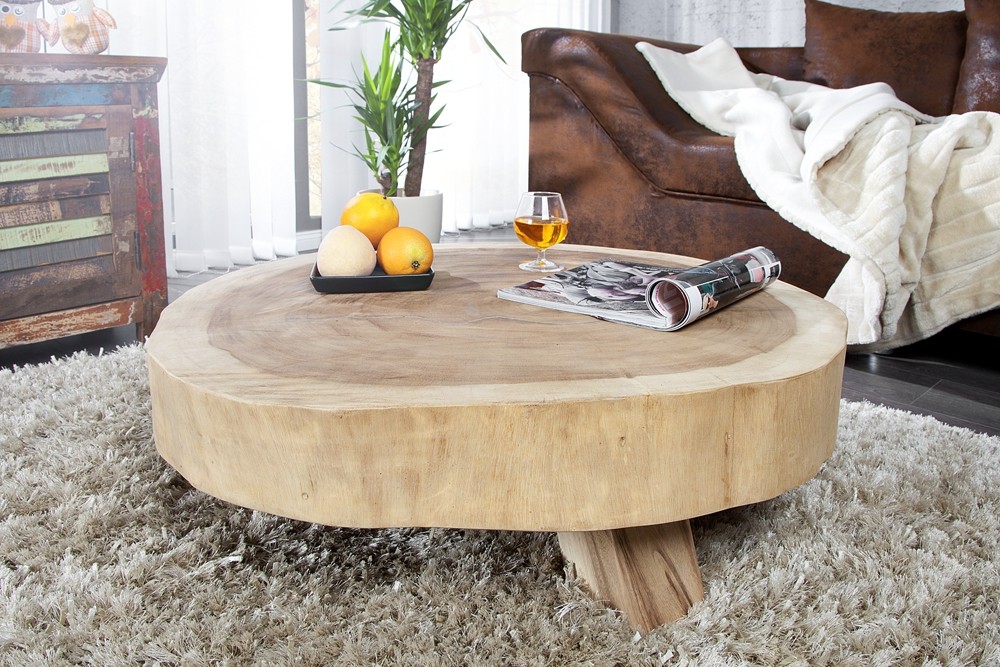 Grande table basse en bois massif