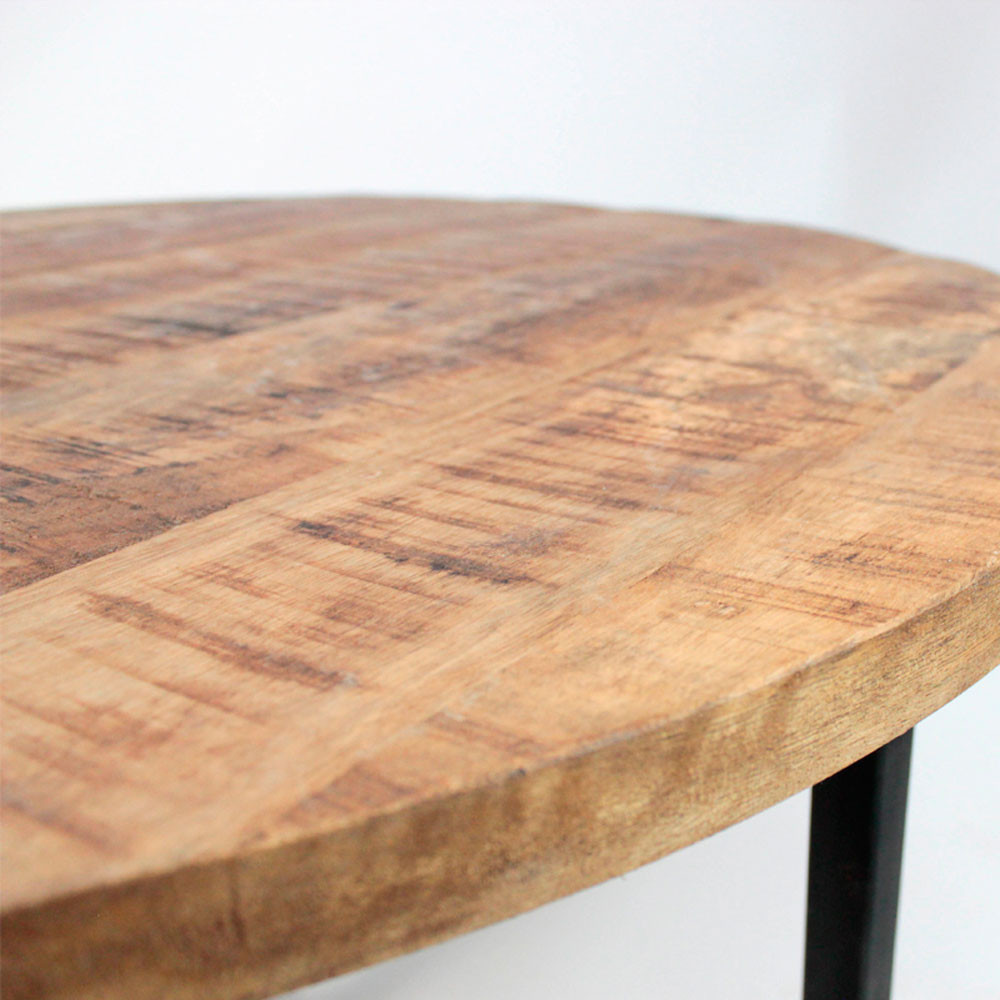 Table basse ronde en bois clair