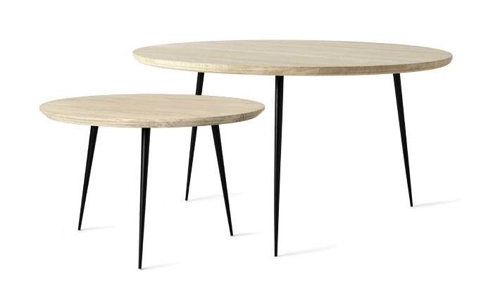 Table basse bois et acier ronde